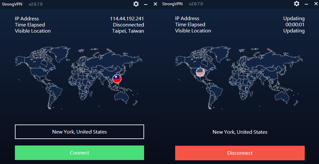 StrongVPN サーバー選択